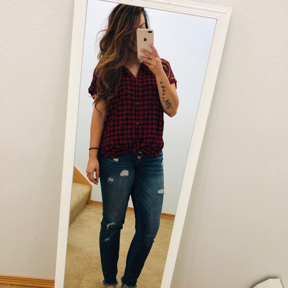 Plaid button down tee - Picture 2 of 3